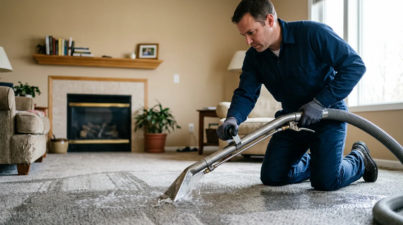 Water damage restoration technician working near Harrison, NY